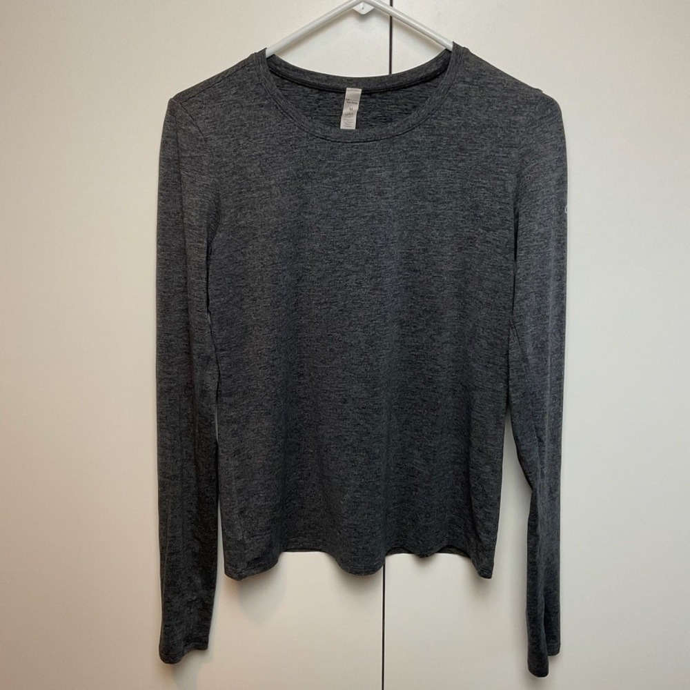 Alo Yoga Women Long Sleeve Crew Neck Modal Top Gray Size M Athleisure Layering